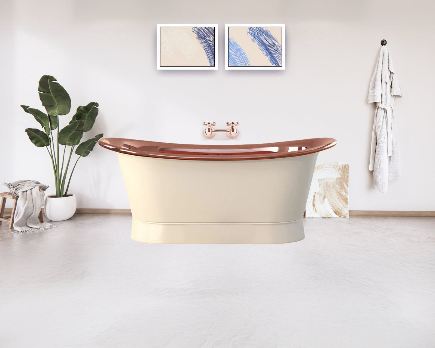 Polished Copper & White Enamel Heritage Bath