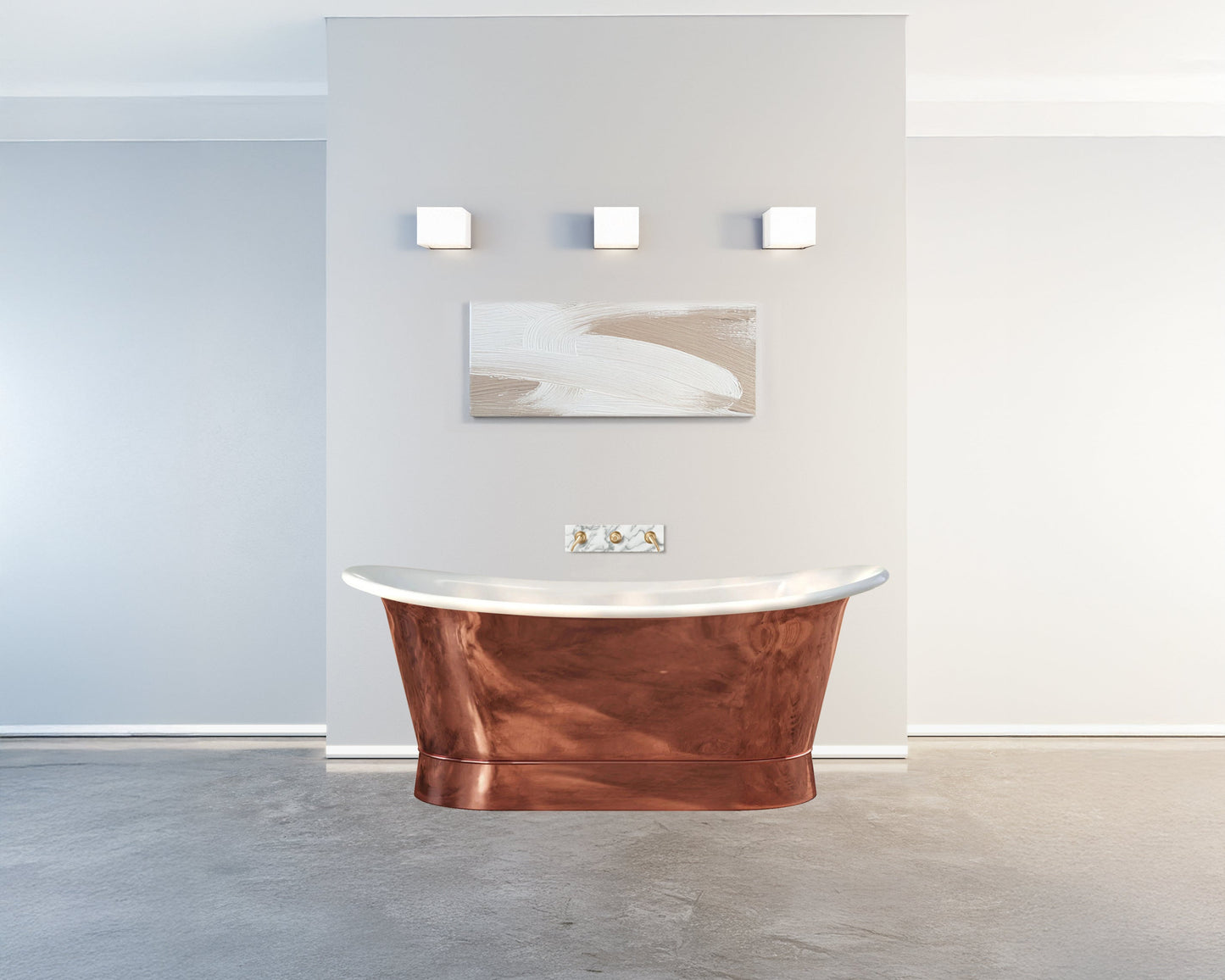 Polished Copper & White Enamel Heritage Bath