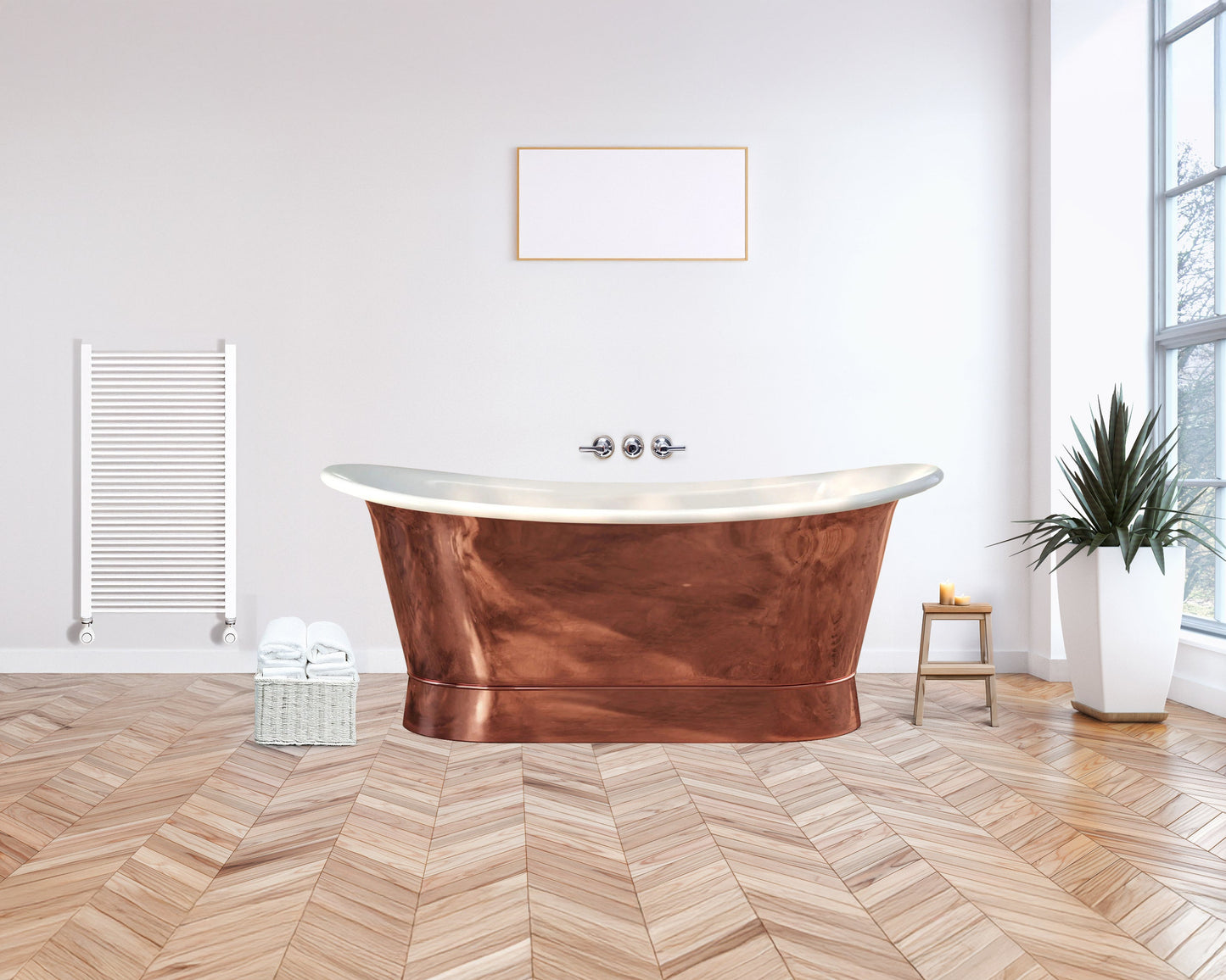 Polished Copper & White Enamel Heritage Bath