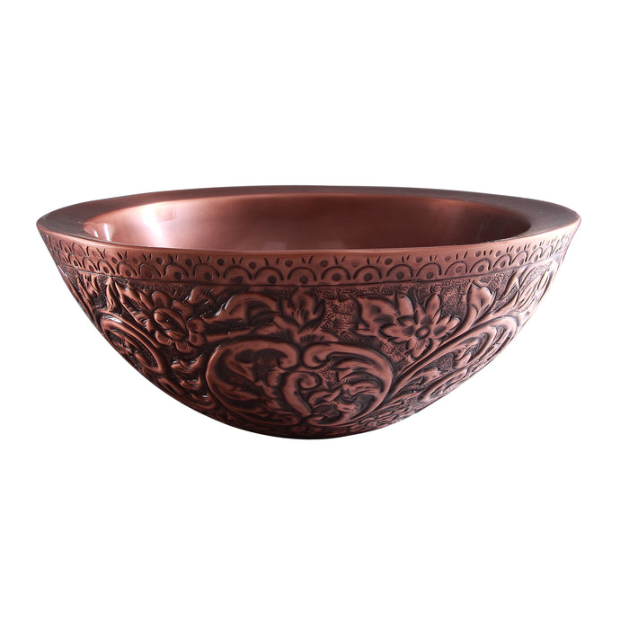 14" Vivid Round Embossed Copper Sink