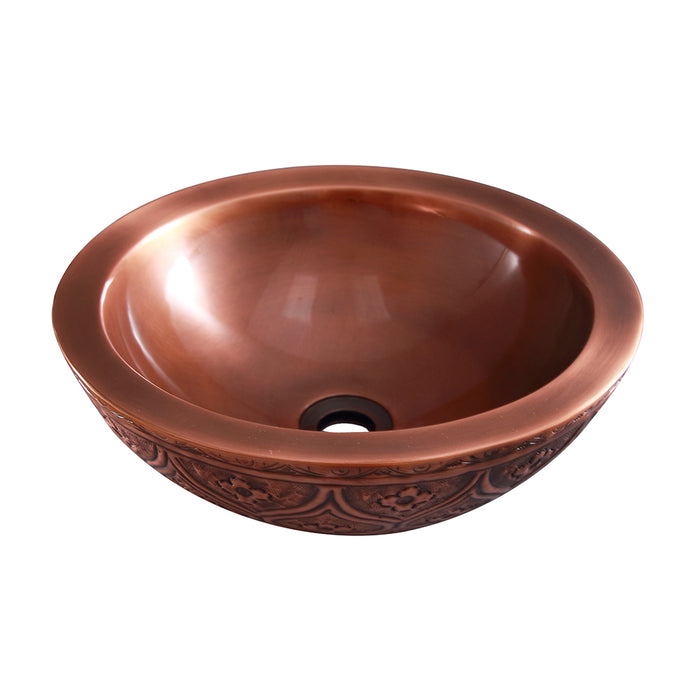 Sable Round Embossed Copper Vessel Sink