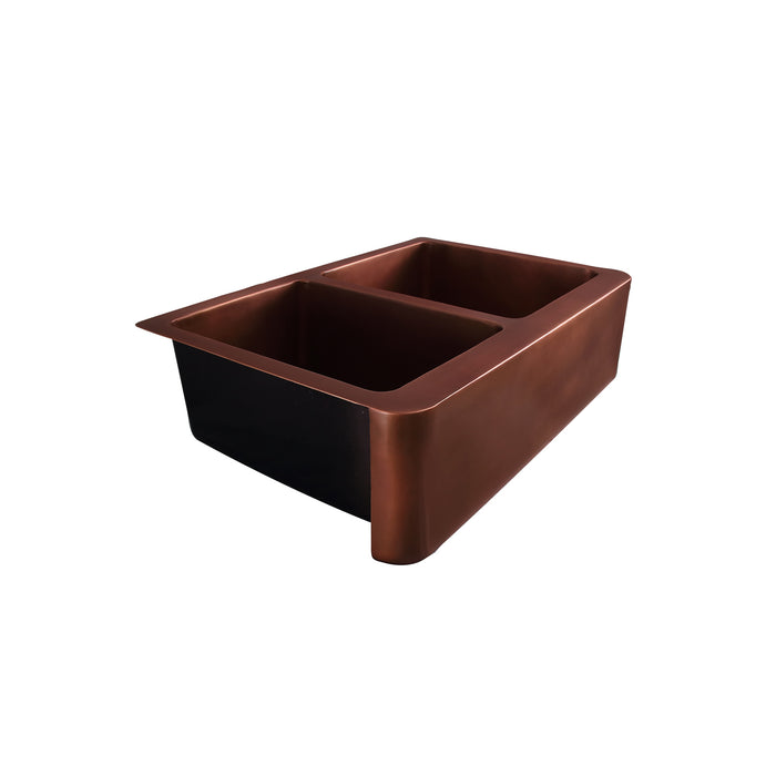 33" Zenith Double Bowl Copper Apron-Front Sink