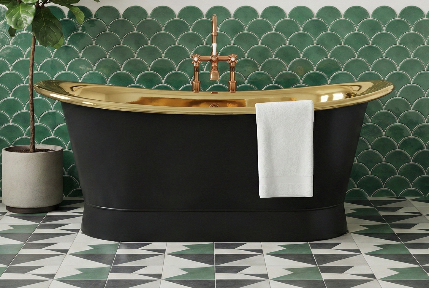 Charcoal & Polished Brass Heritage Bath