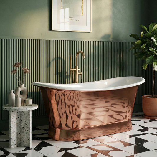 Polished Copper & White Enamel Heritage Bath