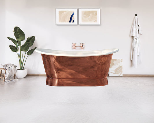 Polished Copper & White Enamel Heritage Bath