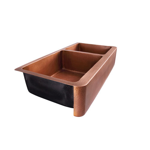 42″ Mira Double Bowl Copper Apron-Front Sink