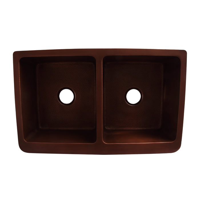 35" Liora Double Bowl Copper Apron-Front Sink