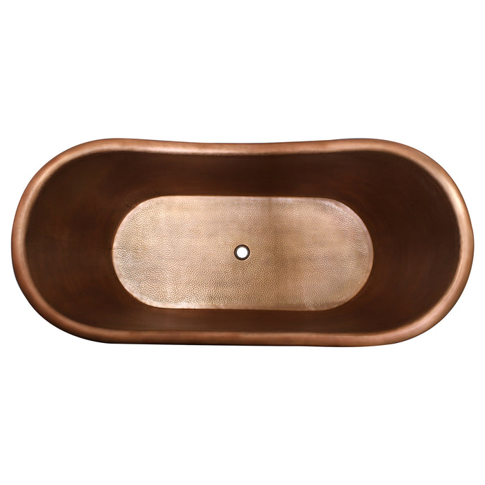 68" Viva Double Slipper Handcrafted Copper Tub