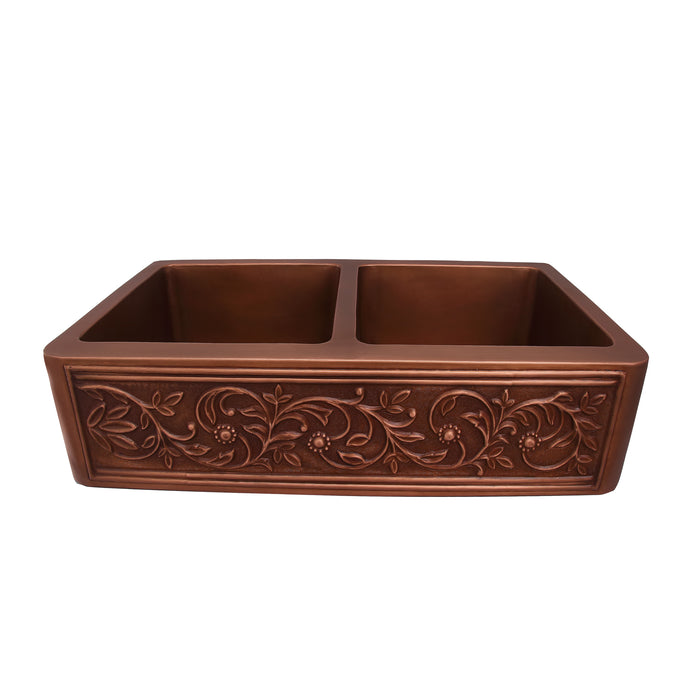 Celeste Double Bowl Copper Apron-Front Sink