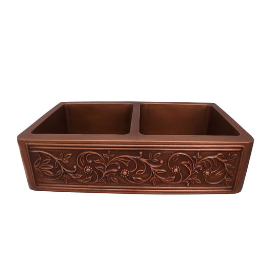 Celeste Double Bowl Copper Apron-Front Sink