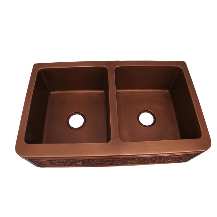 Celeste Double Bowl Copper Apron-Front Sink