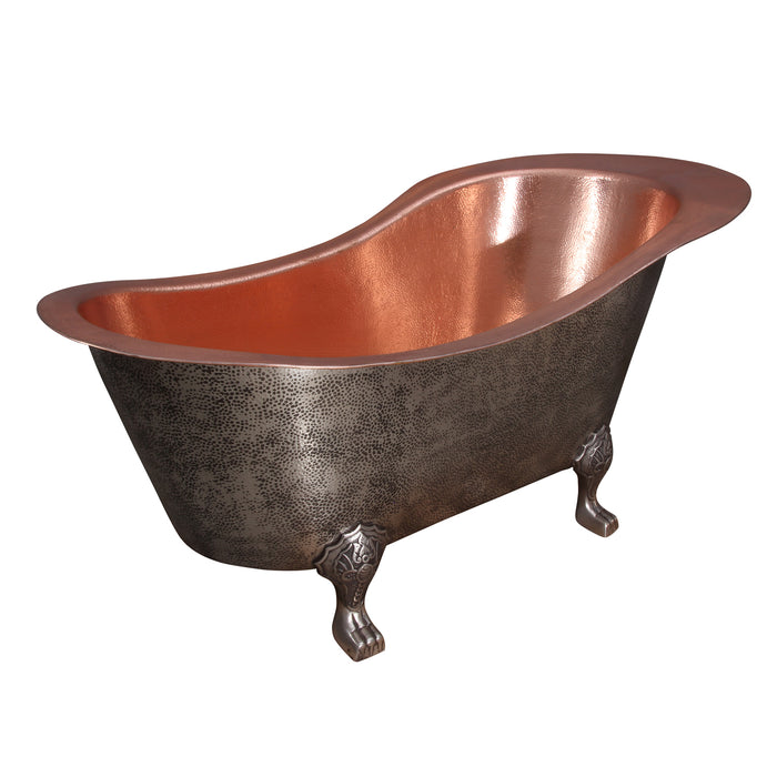 73" Ember Copper Slipper Tub with Copper Feet