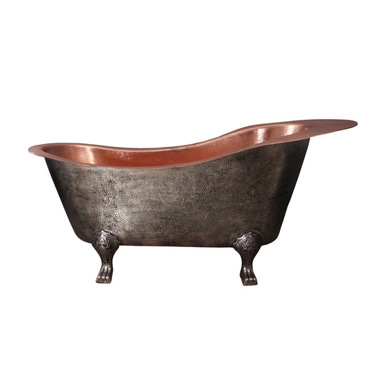 73" Ember Copper Slipper Tub with Copper Feet
