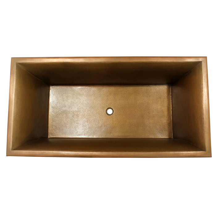 65" Haven Rectangular Handcrafted Copper Tub