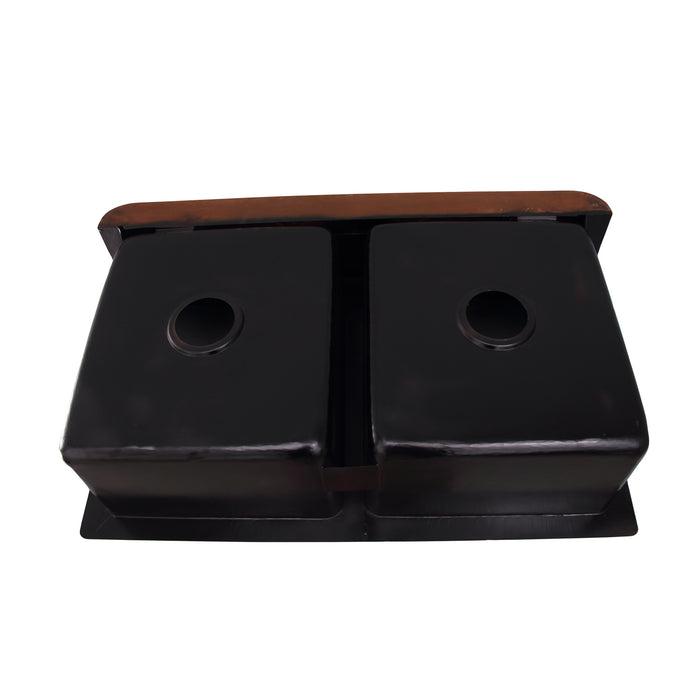 36" Aqua Double Bowl Copper Apron-Front Sink