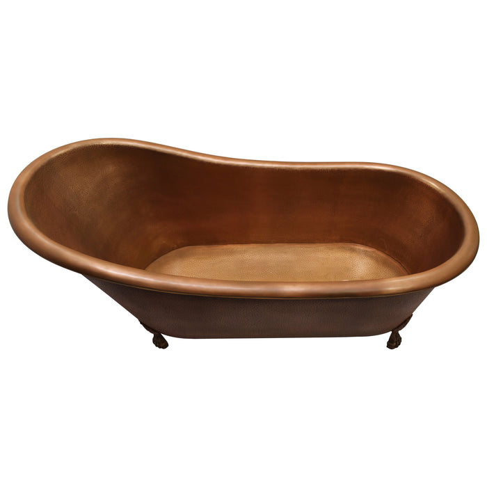 68" Nature Slipper Handcrafted Copper Tub