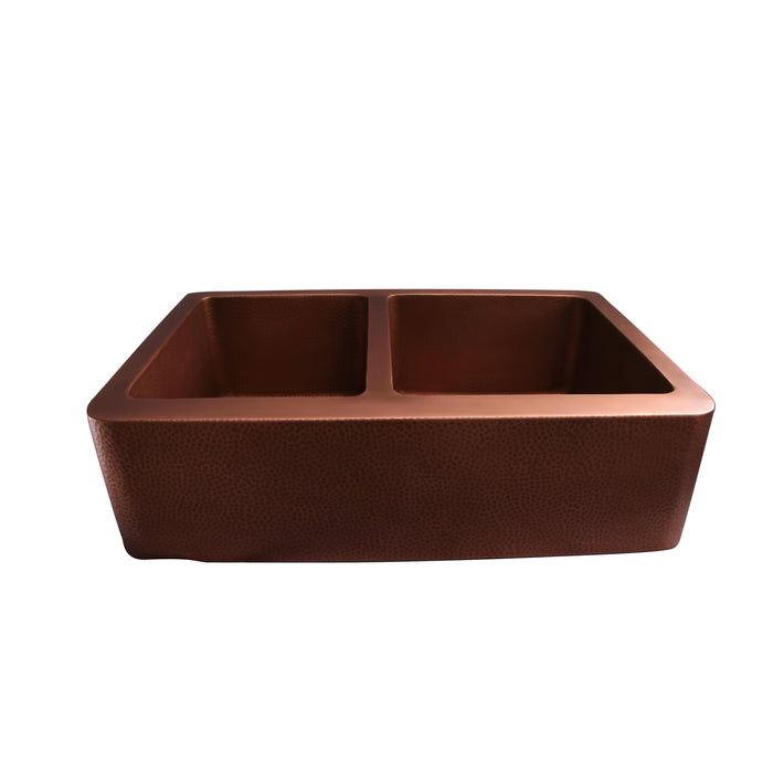 33" Aurelia Double Bowl Copper Apron-Front Sink