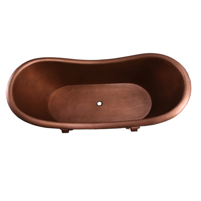 72" Lumen Double Slipper Handcrafted Copper Tub