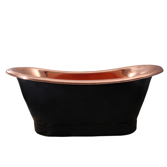 70" Calmara Double Slipper Handcrafted Copper Tub