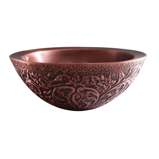 14" Vivid Round Embossed Copper Sink