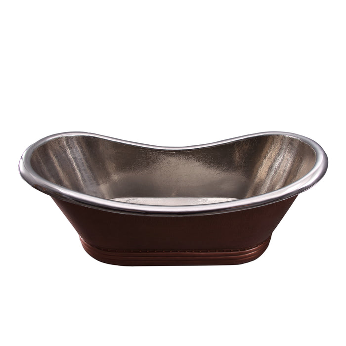 72" Tranquil Double Slipper Handcrafted Copper Tub