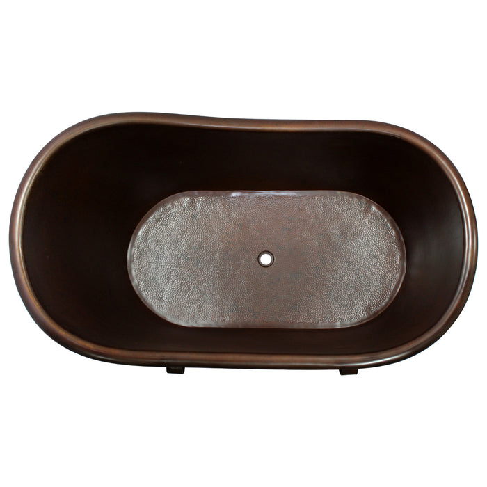 67" Solace Slipper Handcrafted Copper Tub