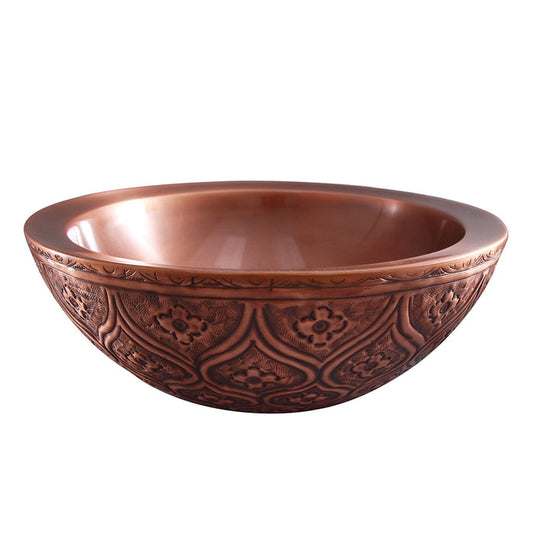 Sable Round Embossed Copper Vessel Sink