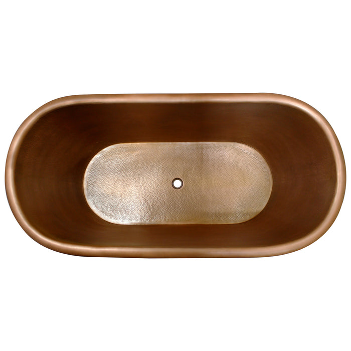 68" Aura Roll-Top Handcrafted Copper Tub