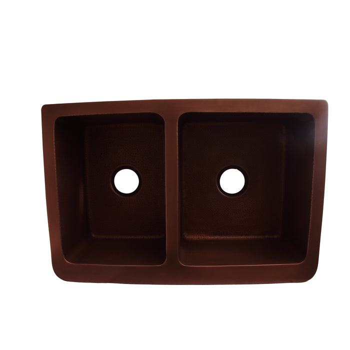 33" Aurelia Double Bowl Copper Apron-Front Sink