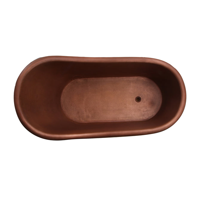 66" Element Slipper Copper Tub with Brass Feet