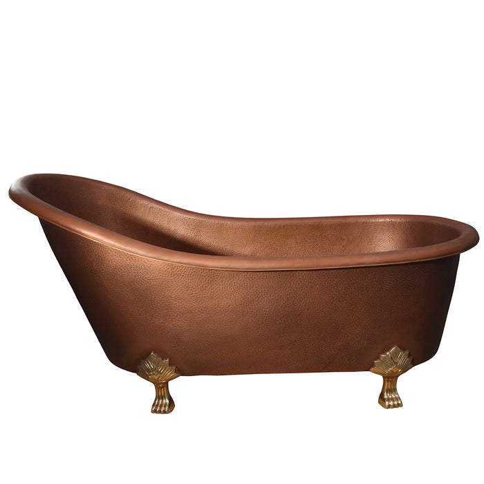 66" Element Slipper Copper Tub with Brass Feet