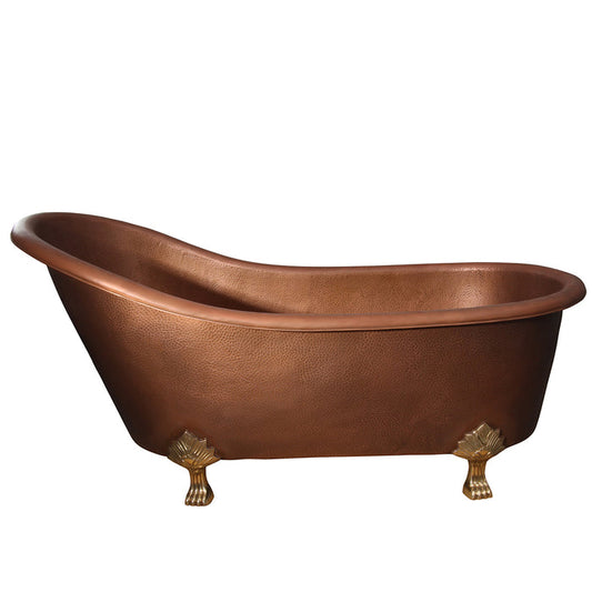 66" Element Slipper Copper Tub with Brass Feet