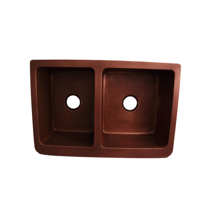 33" Zenith Double Bowl Copper Apron-Front Sink