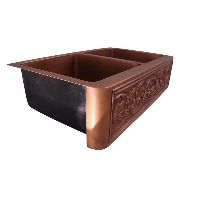 Celeste Double Bowl Copper Apron-Front Sink