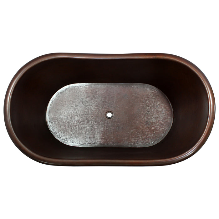 66" Radiance Double Slipper Handcrafted Copper Tub