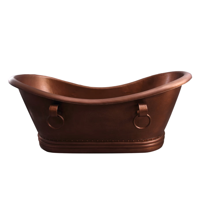 72" Lumen Double Slipper Handcrafted Copper Tub