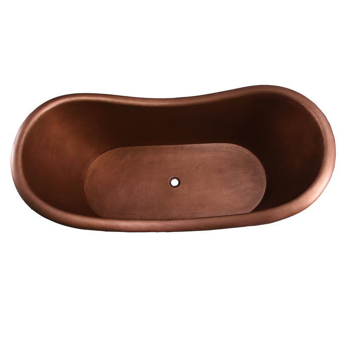 66" Eden Copper Bateau Double Slipper Tub