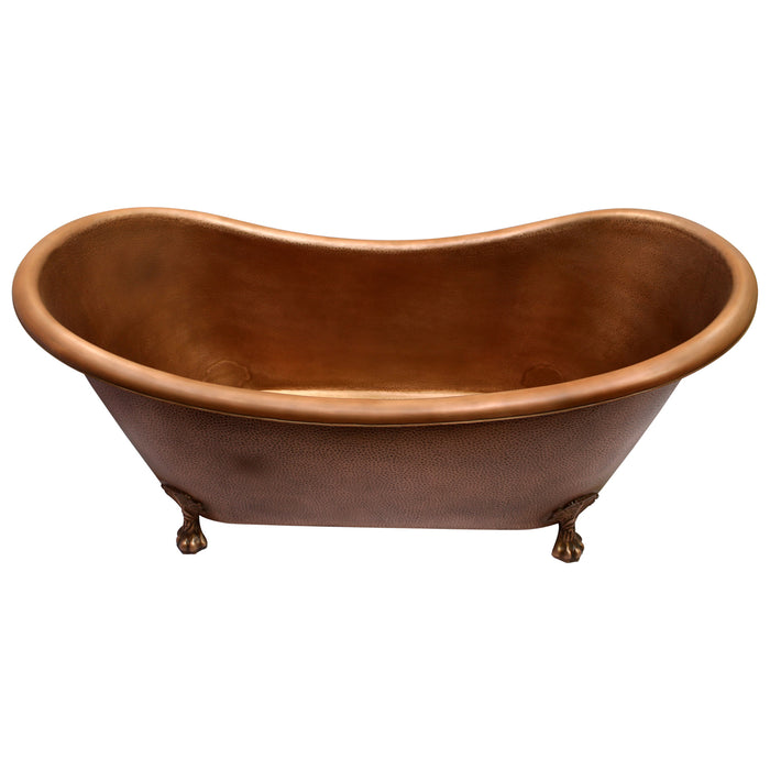68" Viva Double Slipper Handcrafted Copper Tub