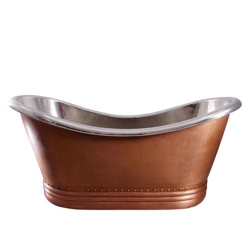 72" Tranquil Double Slipper Handcrafted Copper Tub