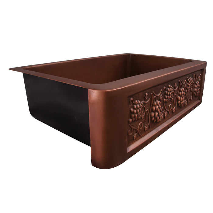 33" Ivora Single Bowl Copper Apron-Front Sink