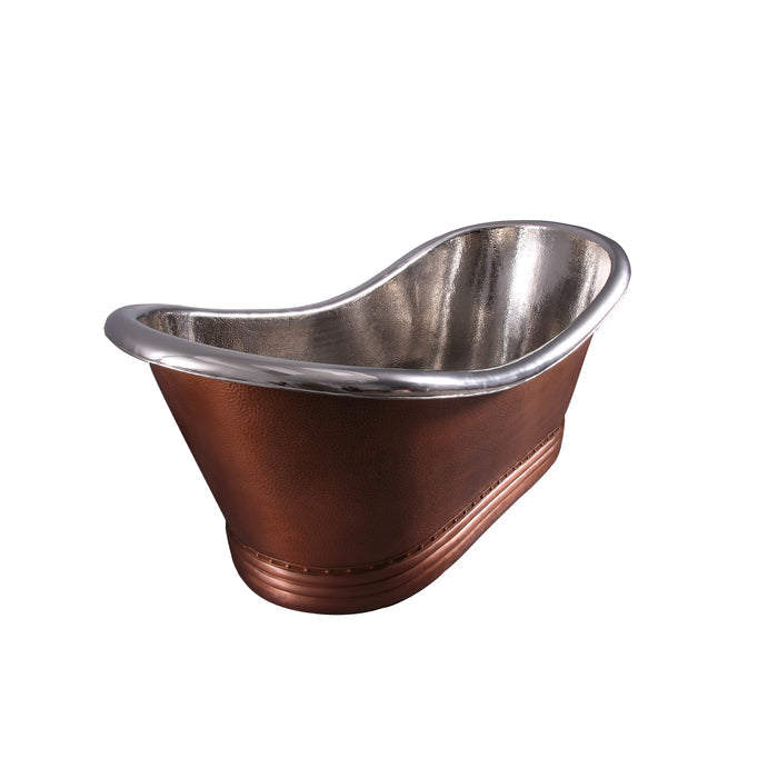 72" Tranquil Double Slipper Handcrafted Copper Tub