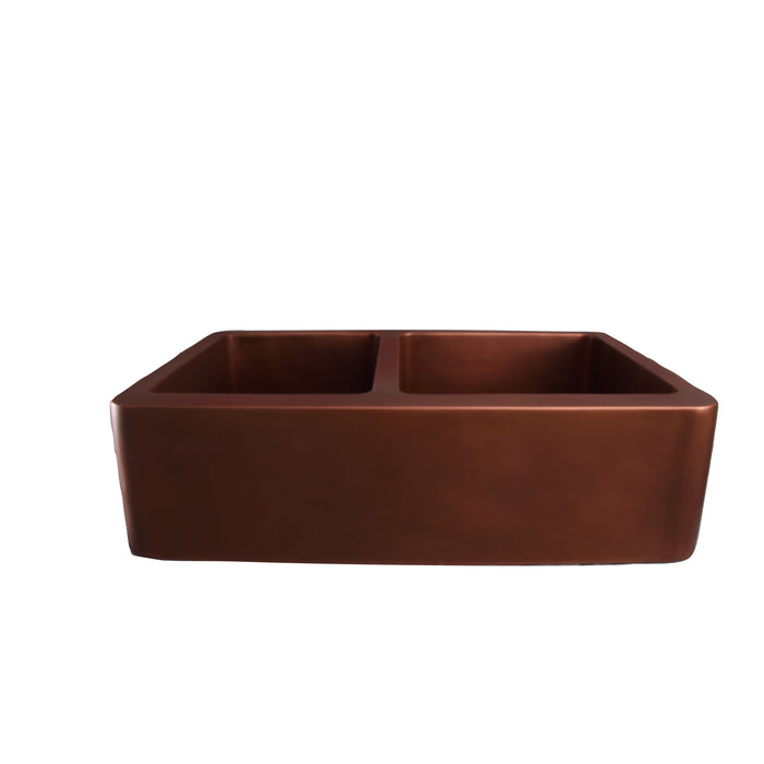 33" Zenith Double Bowl Copper Apron-Front Sink