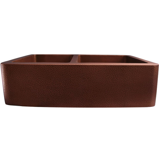 33" Aurelia Double Bowl Copper Apron-Front Sink