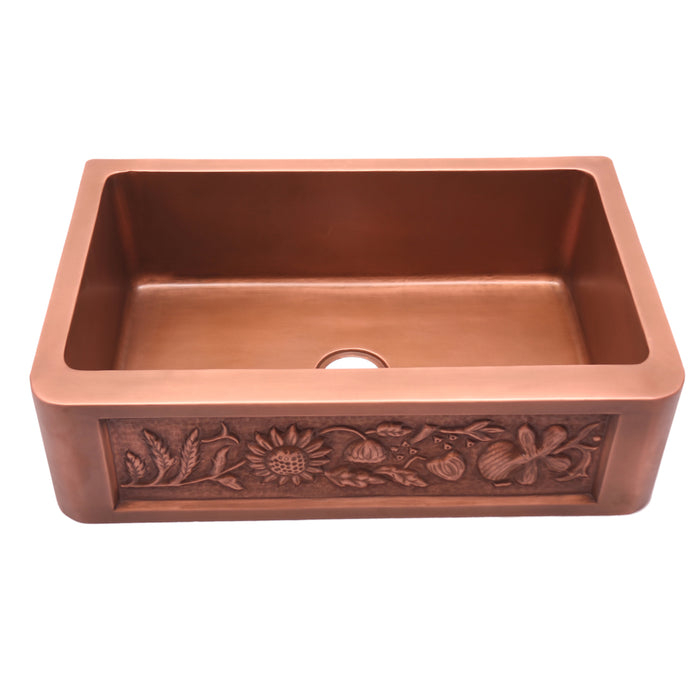 30″ Seraphic Single Bowl Copper Apron-Front Sink
